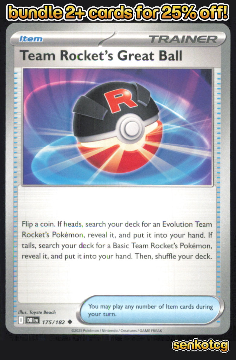 🎴 Team Rocket's Great Ball 175/182 Uncommon Destined Rivals NM