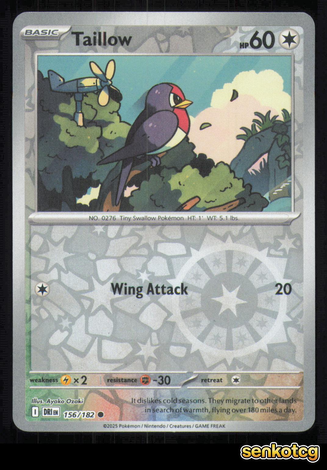 🎴 Taillow 156/182 Reverse Holo Destined Rivals NM 🎨 Ozaki
