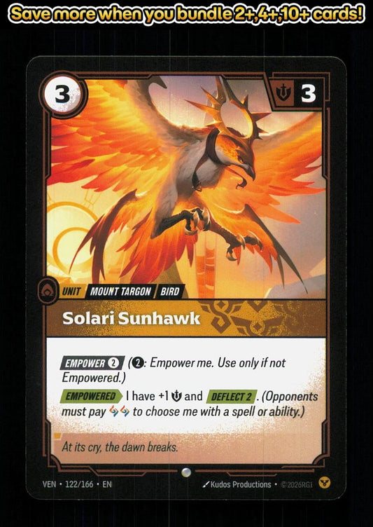 🎴 Solari Sunhawk 122/166 Common Vendetta NM 🎨 Productions