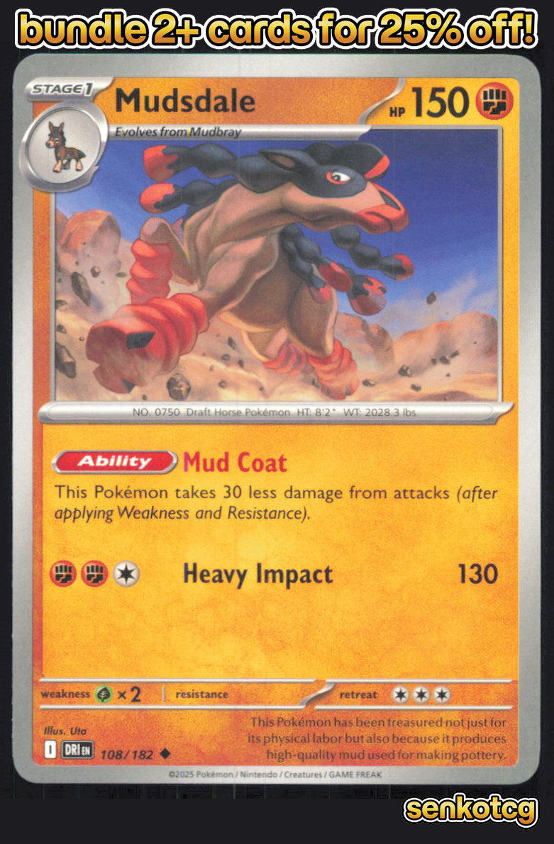🎴 Mudsdale 108/182 Uncommon Destined Rivals NM