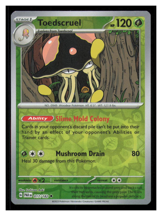 🎴 Toedscruel 017/182 Reverse Holo Paradox Rift Pokemon NM