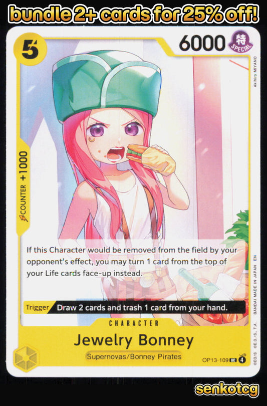 🎴 Jewelry Bonney (109) OP13-109 Uncommon Carrying On His Will NM