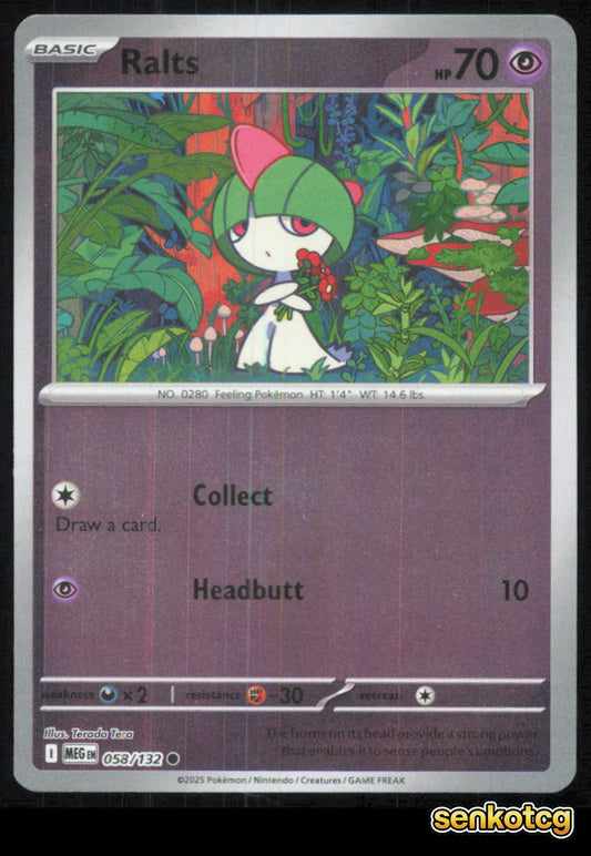 🎴 Ralts 058/132 Common Reverse Holo Mega Evolution NM