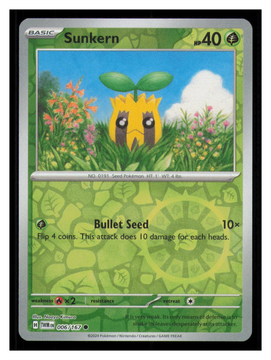 🎴 Sunkern 006/167 Reverse Holo Twilight Masquerade NM 🎨 Kimura