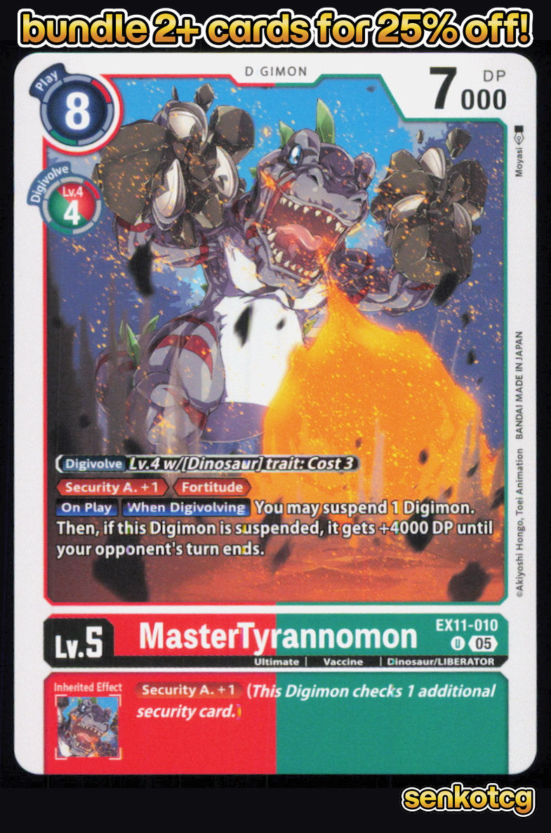 🎴 MasterTyrannomon EX11-010 U Uncommon Dawn of Liberator NM