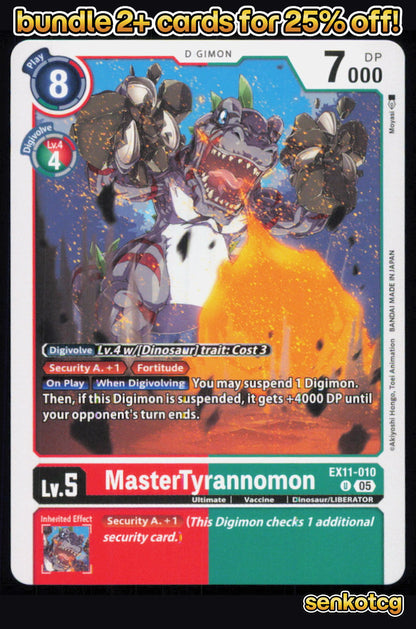 🎴 MasterTyrannomon EX11-010 U Uncommon Dawn of Liberator NM