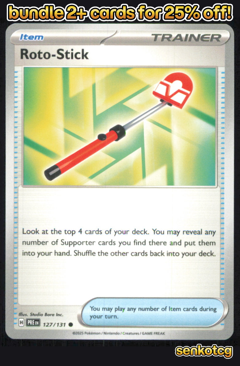 🎴 Roto-Stick 127/131 Common Prismatic Evolutions NM 🎨 Inc.