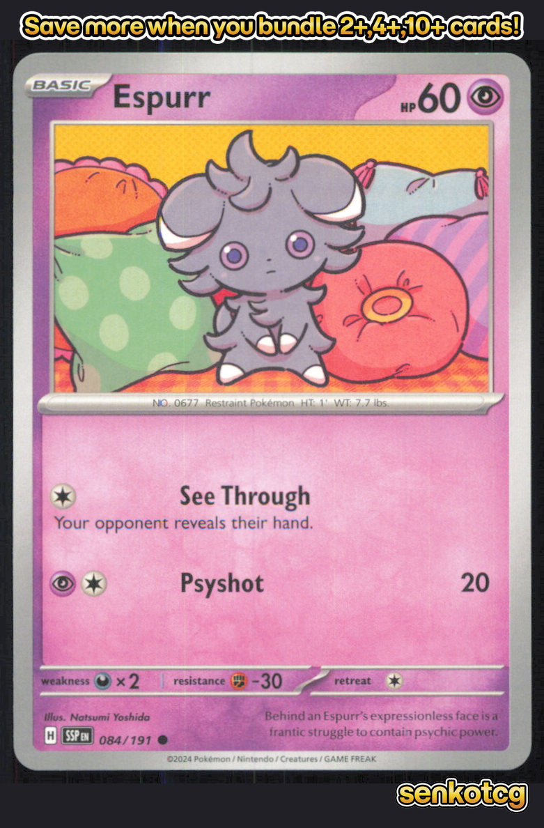 🎴 Espurr 084/191 Common Surging Sparks NM 🎨 Yoshida