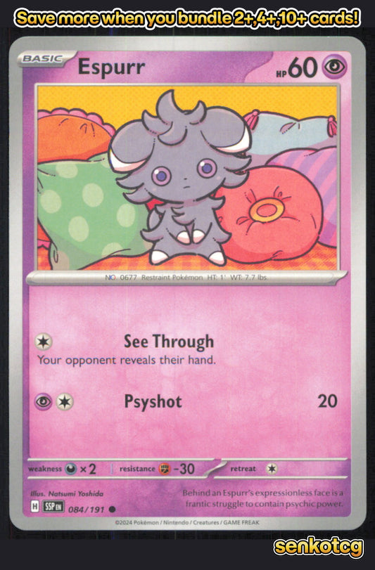 🎴 Espurr 084/191 Common Surging Sparks NM 🎨 Yoshida