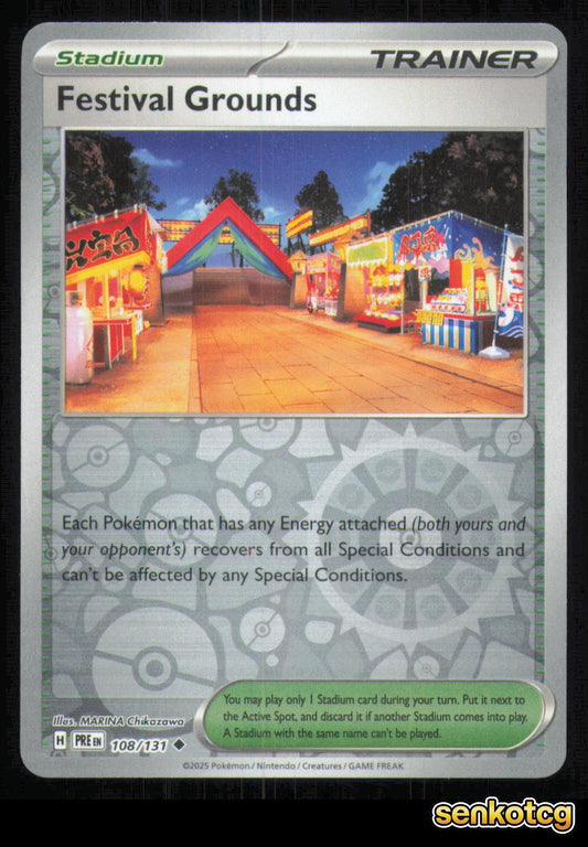 🎴 Festival Grounds 108/131 Reverse Holo Prismatic Evolutions NM 🎨 Chikazawa