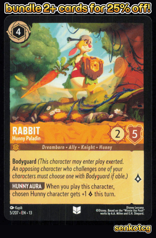 🎴 Rabbit - Hunny Paladin 5/204 Uncommon Attack of the Vine! NM