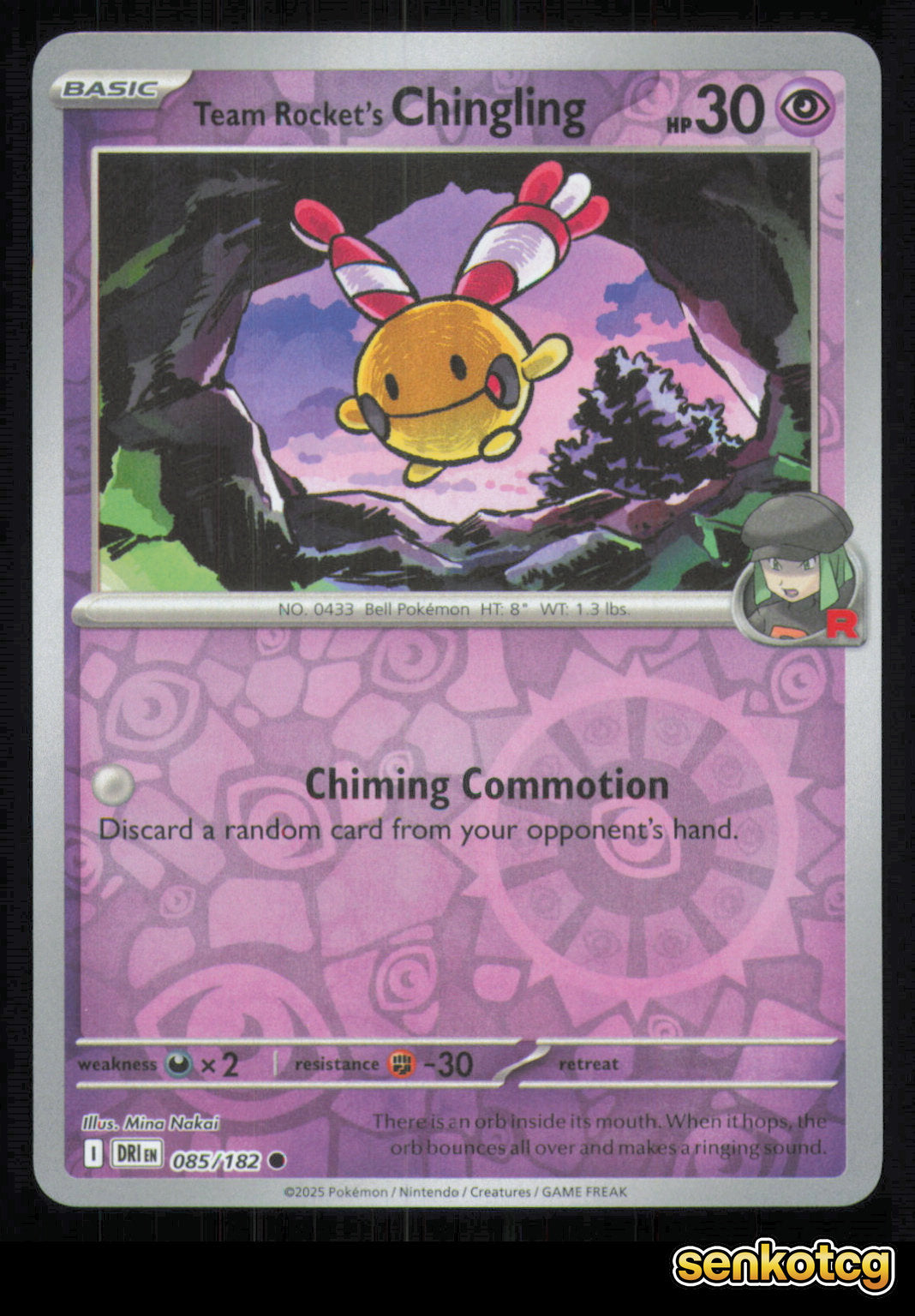 🎴 Team Rocket's Chingling 085/182 Reverse Holo Destined Rivals NM 🎨 Nakai