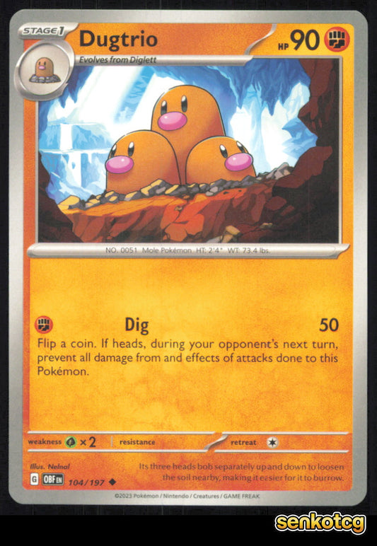 🎴 Dugtrio 104/197 Uncommon Obsidian Flames NM
