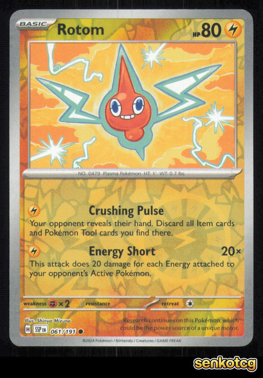 🎴 Rotom 061/191 Reverse Holo Surging Sparks NM 🎨 Mizuno