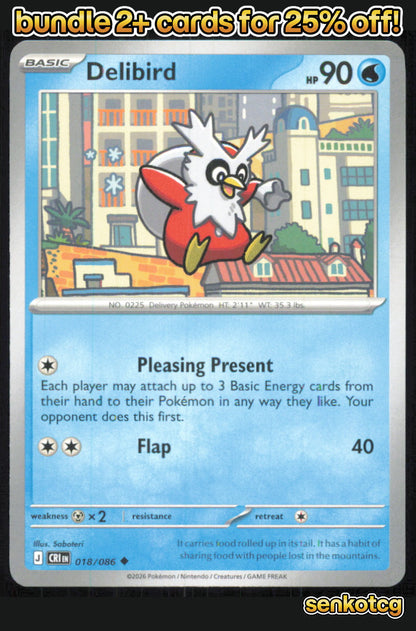 🎴 Delibird 018/086 Uncommon Chaos Rising NM 🎨 Saboteri