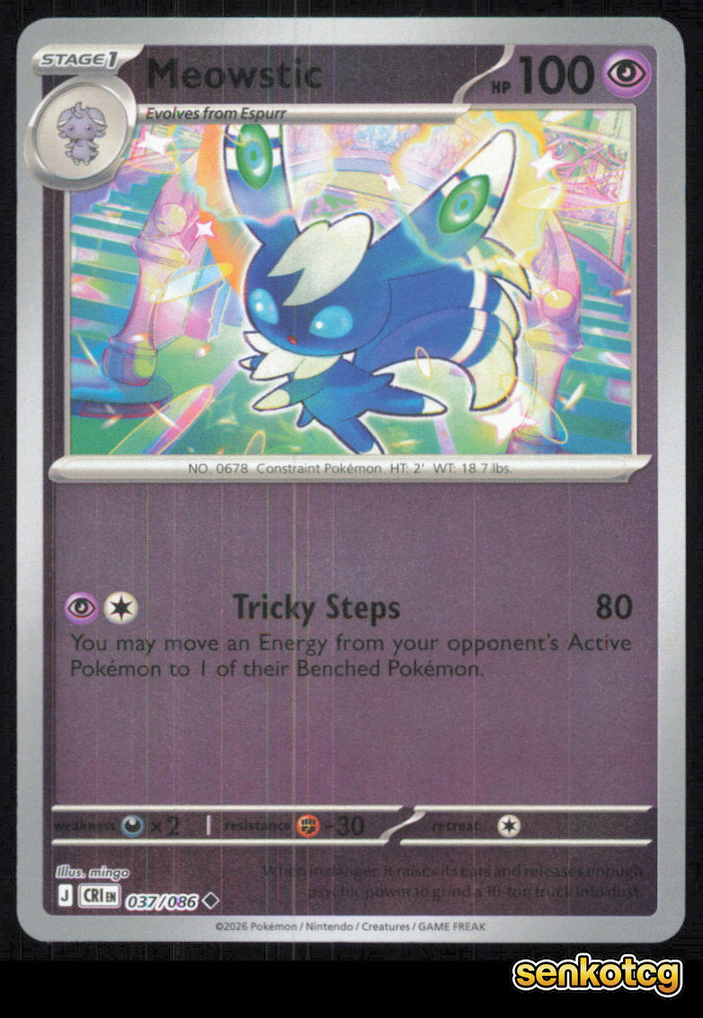 🎴 Meowstic 037/086 Uncommon Reverse Holo ME04: Chaos Rising NM