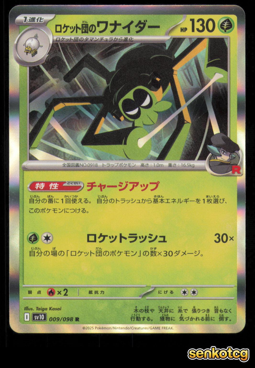 🎴 Team Rocket's Spidops 009/098 Rare Holo Glory of the Rocket Gang NM 🎨 Kasai