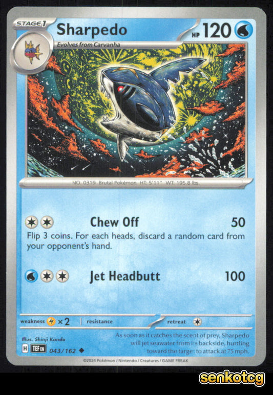 🎴 Sharpedo 043/162 Uncommon Temporal Forces NM