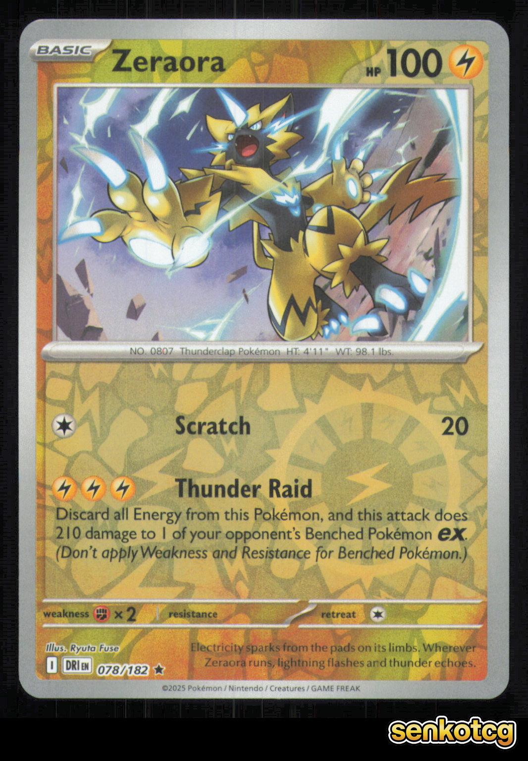 🎴 Zeraora 078/182 Reverse Holo Destined Rivals NM 🎨 Fuse