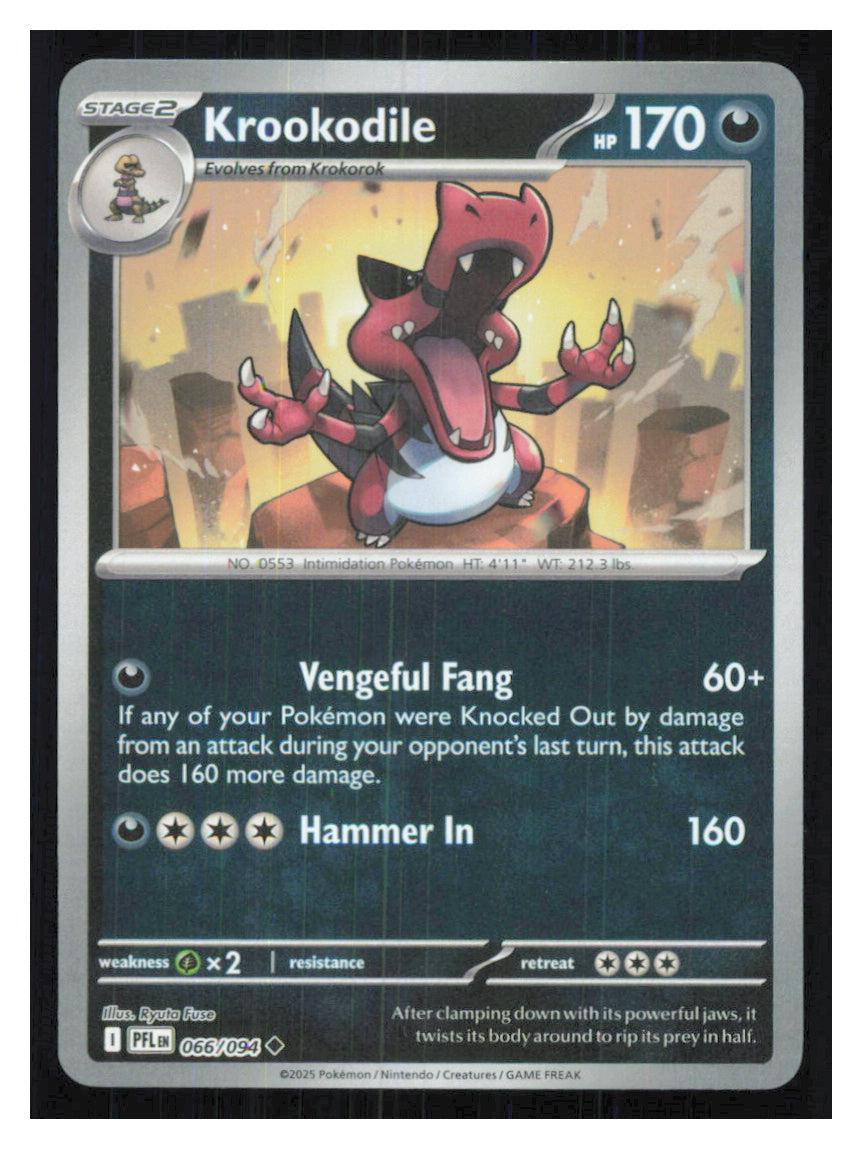 🎴 Krookodile 066/094 Uncommon Reverse Holo PFL Phantasmal Flames NM