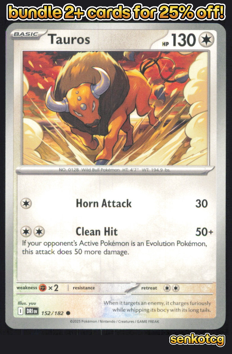 🎴 Tauros 152/182 Common Destined Rivals NM
