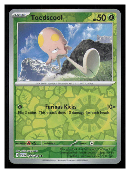 🎴 Toedscool 004/091 Reverse Holo Paldean Fates Pokemon NM