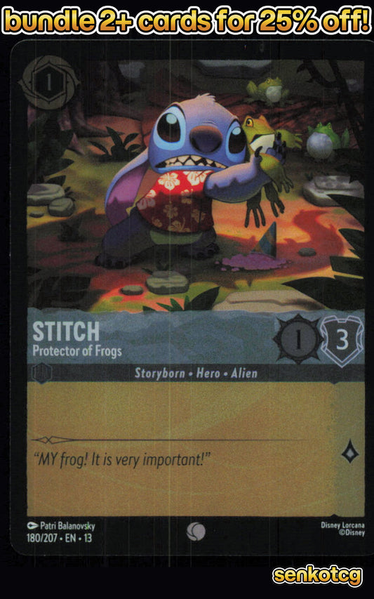 🎴 Stitch - Protector of Frogs 180/204 Common Cold Foil Attack of the Vine! NM