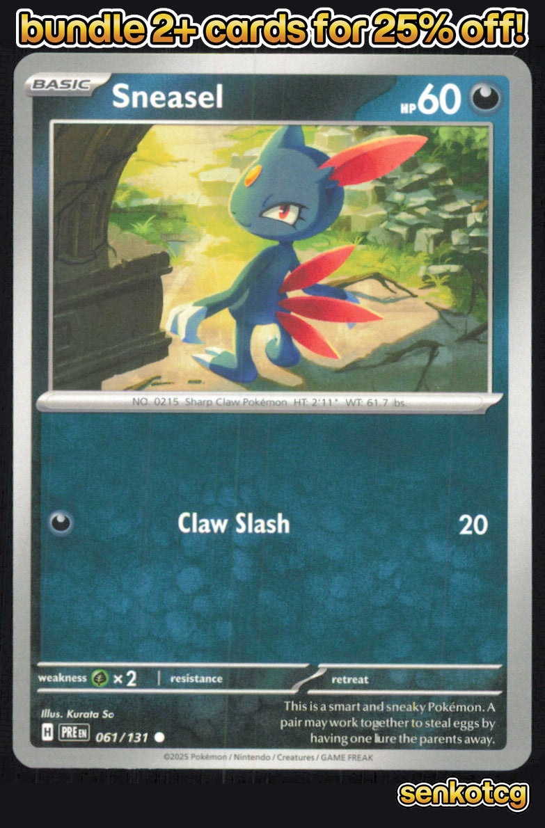 🎴 Sneasel 061/131 Common Prismatic Evolutions NM 🎨 So