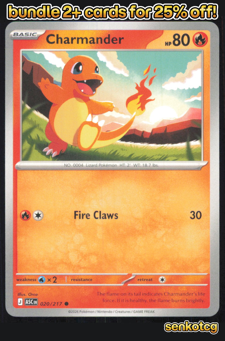 🎴 Charmander 020/217 Common Ascended Heroes NM