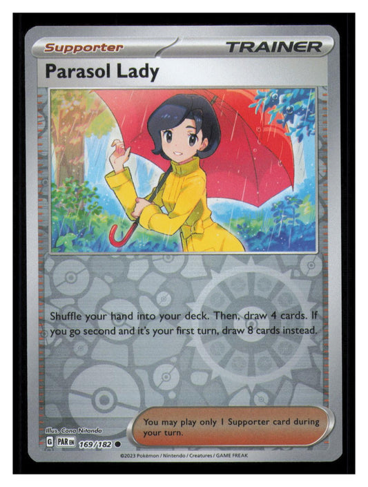 🎴 Parasol Lady 169/182 Reverse Holo Paradox Rift Pokemon NM