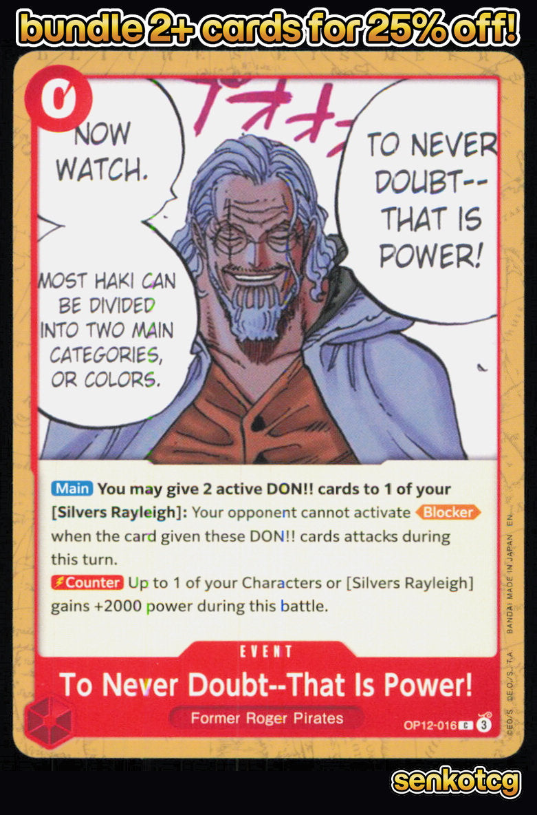 🎴 To Never Doubt--That Is Power! OP12-016 Common Legacy of the Master NM