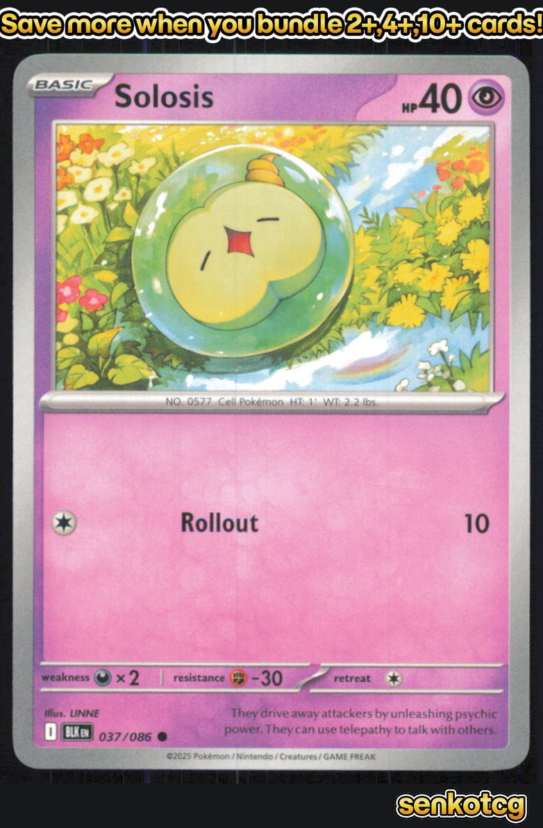 🎴 Solosis 037/086 Common Black Bolt NM 🎨 LINNE