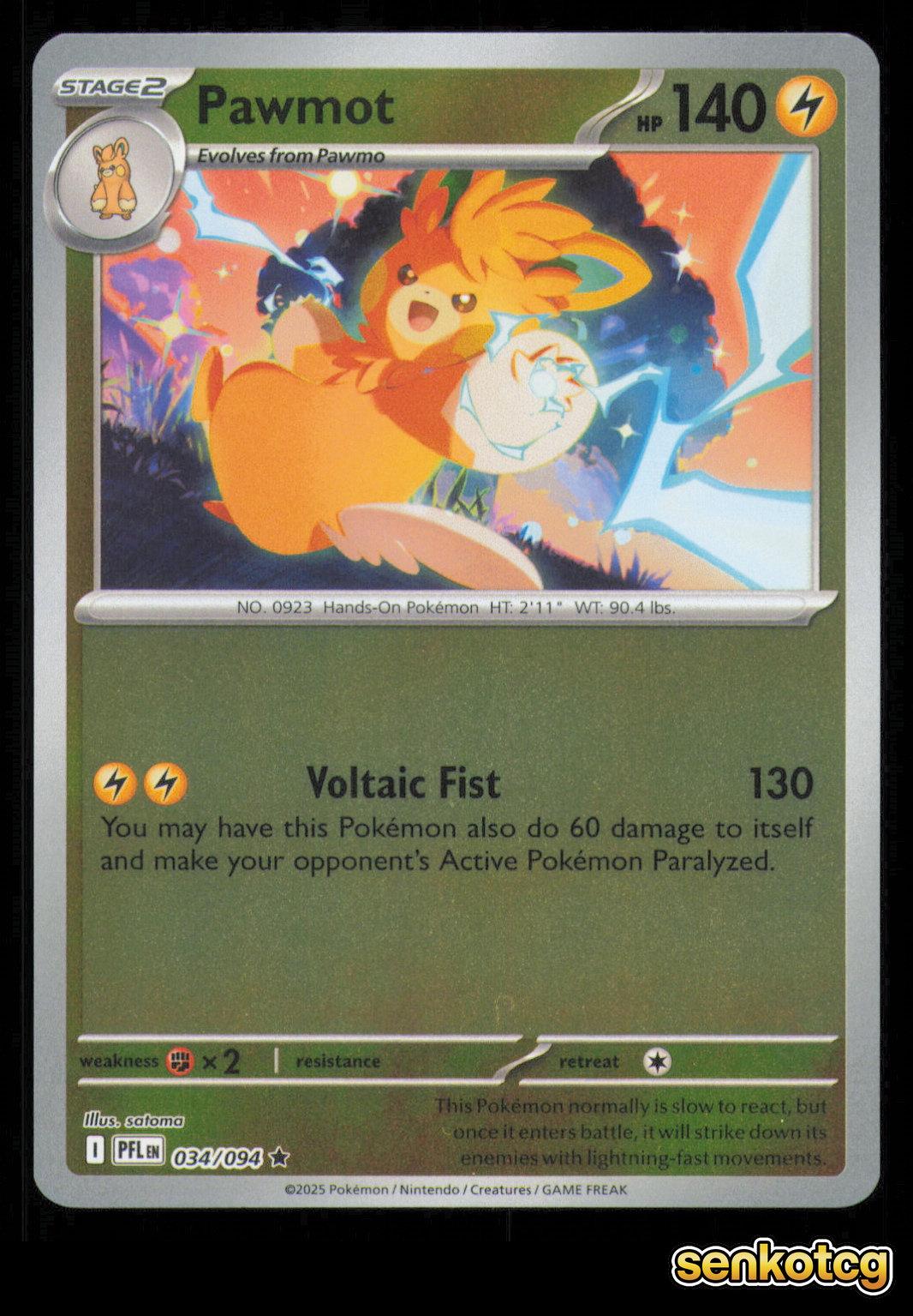 🎴 Pawmot 034/094 Reverse Holo Phantasmal Flames NM 🎨 satoma