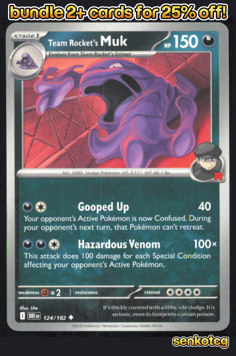 🎴 Team Rocket's Muk 124/182 Uncommon Destined Rivals NM