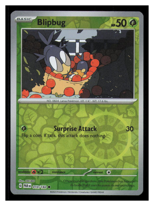 🎴 Blipbug 010/182 Reverse Holo Paradox Rift Pokemon NM