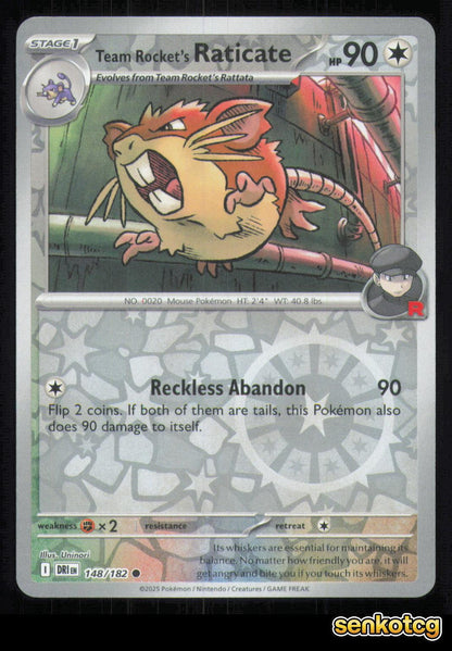 🎴 Team Rocket's Raticate 148/182 Reverse Holo Destined Rivals NM 🎨 Uninori