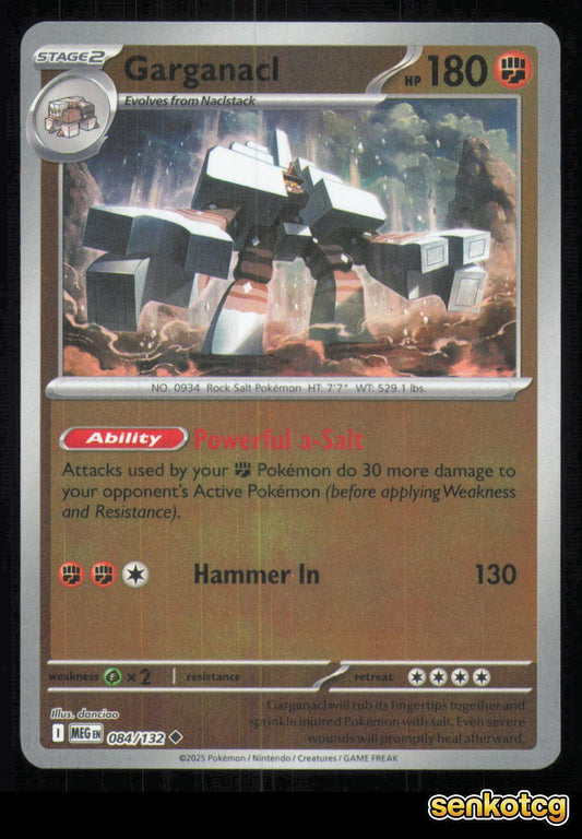 🎴 Garganacl 084/132 Uncommon Reverse Holo Mega Evolution NM
