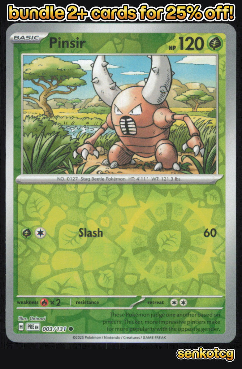 🎴 Pinsir 003/131 Common Reverse Holo Prismatic Evolutions NM 🎨 Uninori