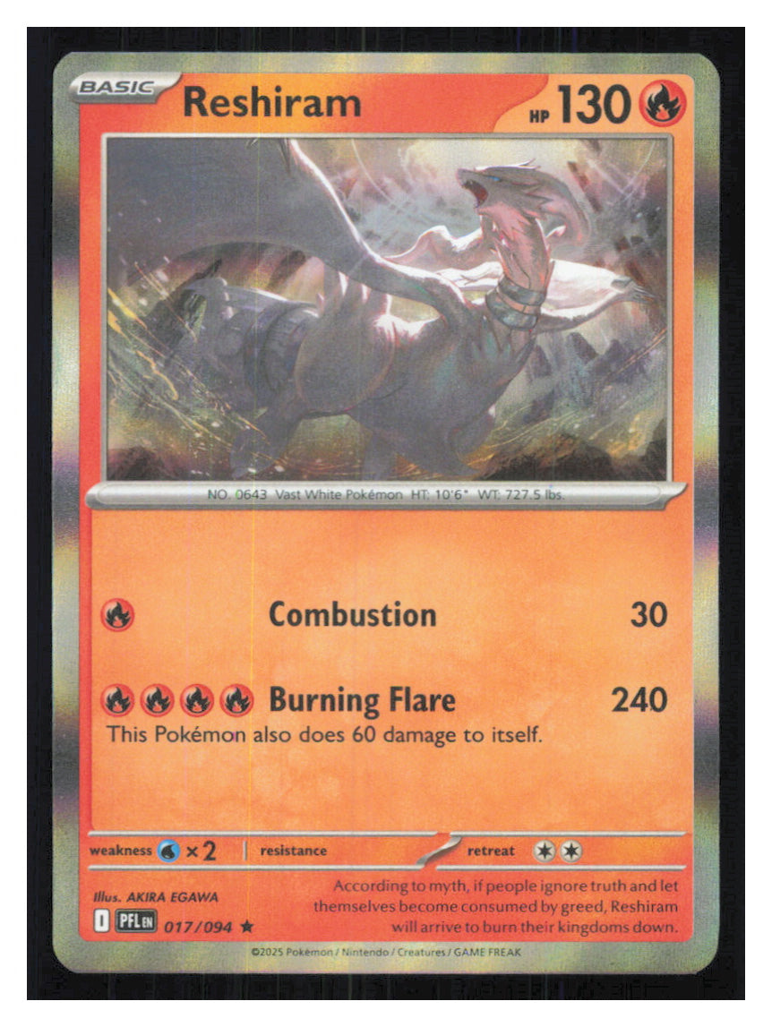 🎴 Reshiram 017/094 Rare Holo PFL Phantasmal Flames NM