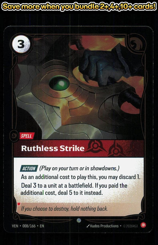🎴 Ruthless Strike 008/166 Common Foil Vendetta NM 🎨 Productions