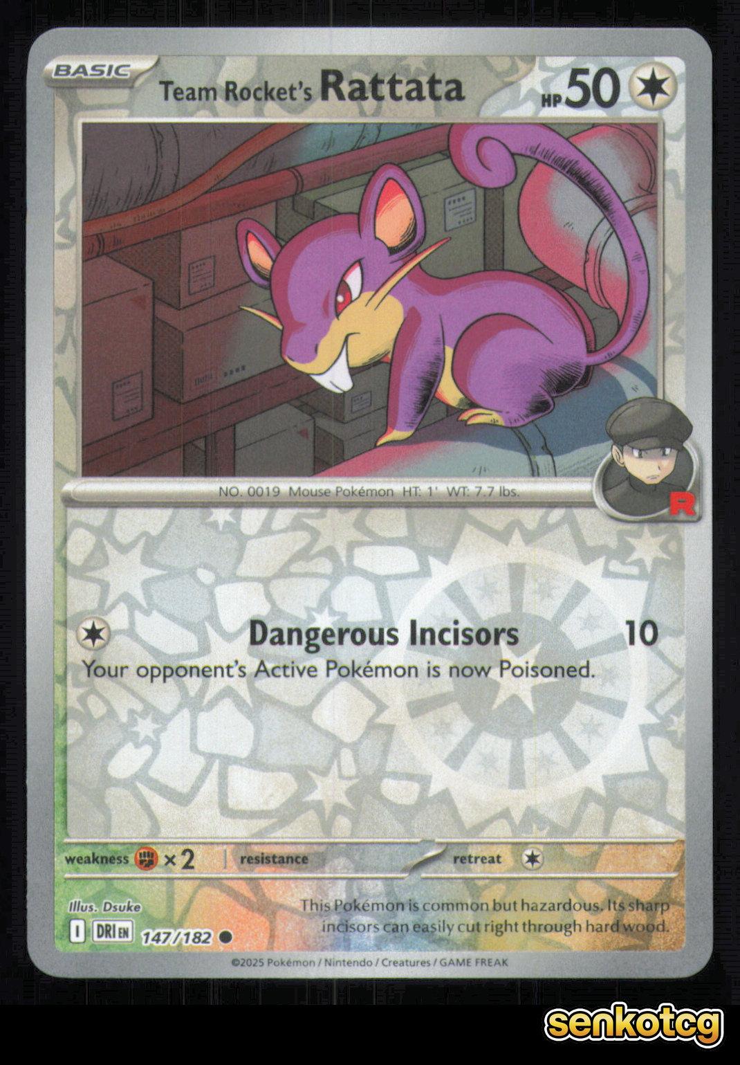 🎴 Team Rocket's Rattata 147/182 Reverse Holo Destined Rivals NM 🎨 Dsuke