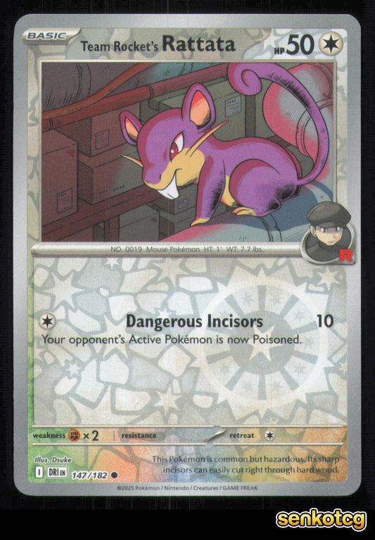 🎴 Team Rocket's Rattata 147/182 Reverse Holo Destined Rivals NM 🎨 Dsuke