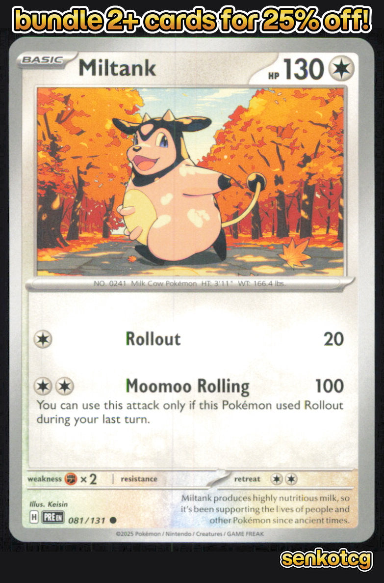 🎴 Miltank 081/131 Common Prismatic Evolutions NM 🎨 Keisin