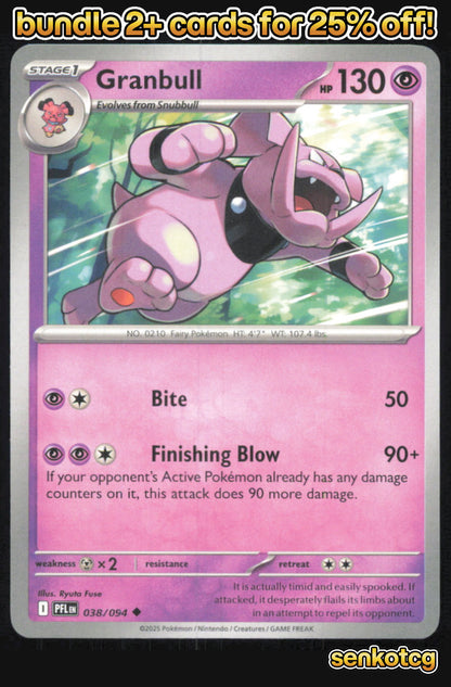 🎴 Granbull 038/094 Uncommon Phantasmal Flames NM