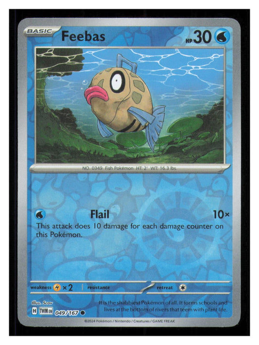 🎴 Feebas 049/167 Reverse Holo Twilight Masquerade NM 🎨 Scav