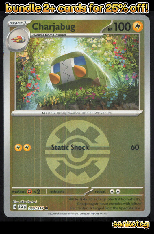 🎴 Charjabug (Quick Ball) 065/217 Common Reverse Holo ASC Ascended Heroes NM
