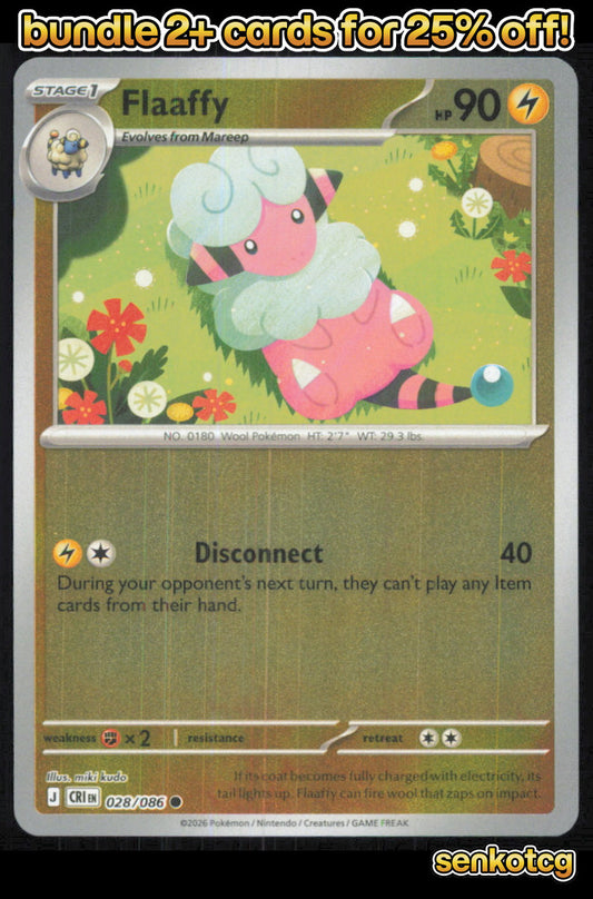 🎴 Flaaffy 028/086 Common Reverse Holo ME04: Chaos Rising NM