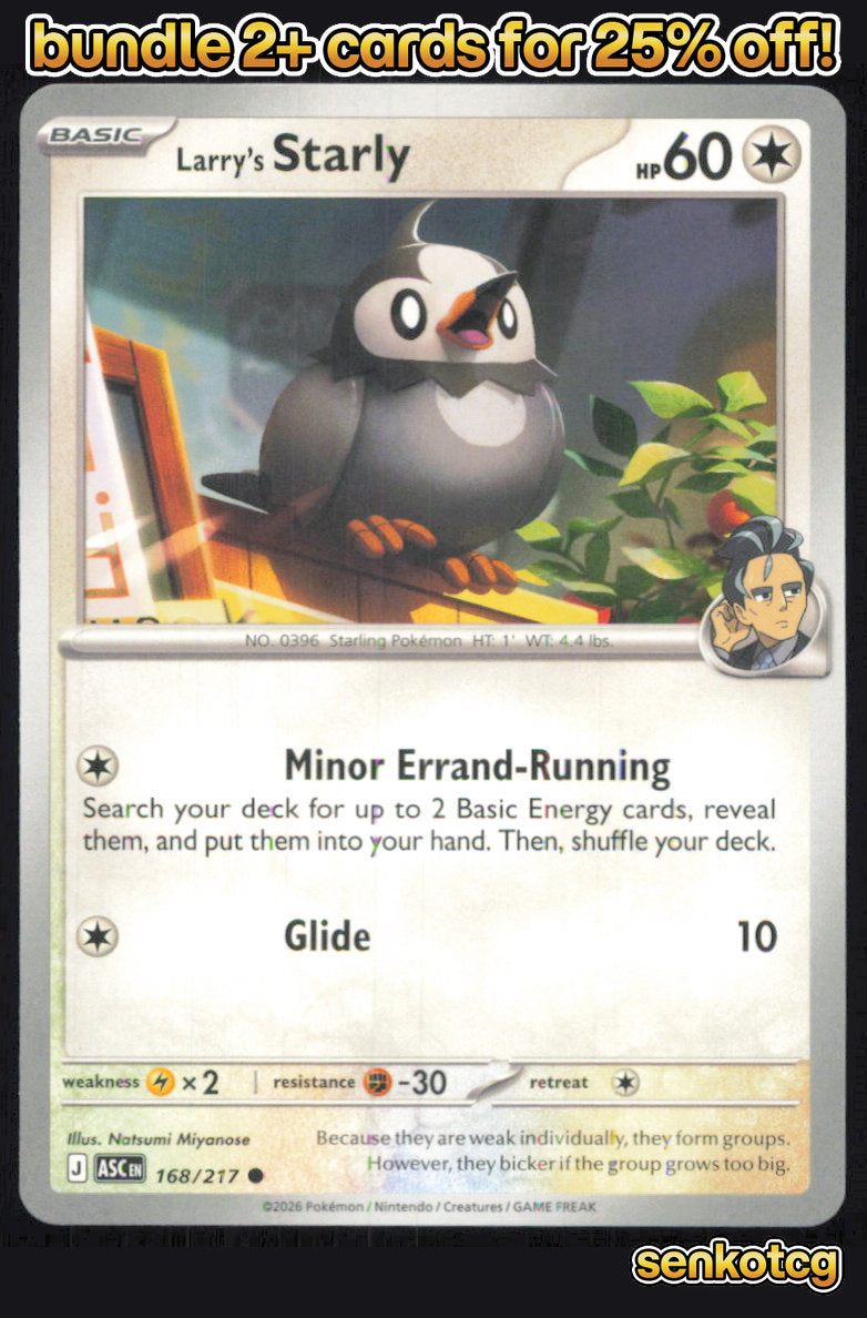 🎴 Larry's Starly 168/217 Common Ascended Heroes NM 🎨