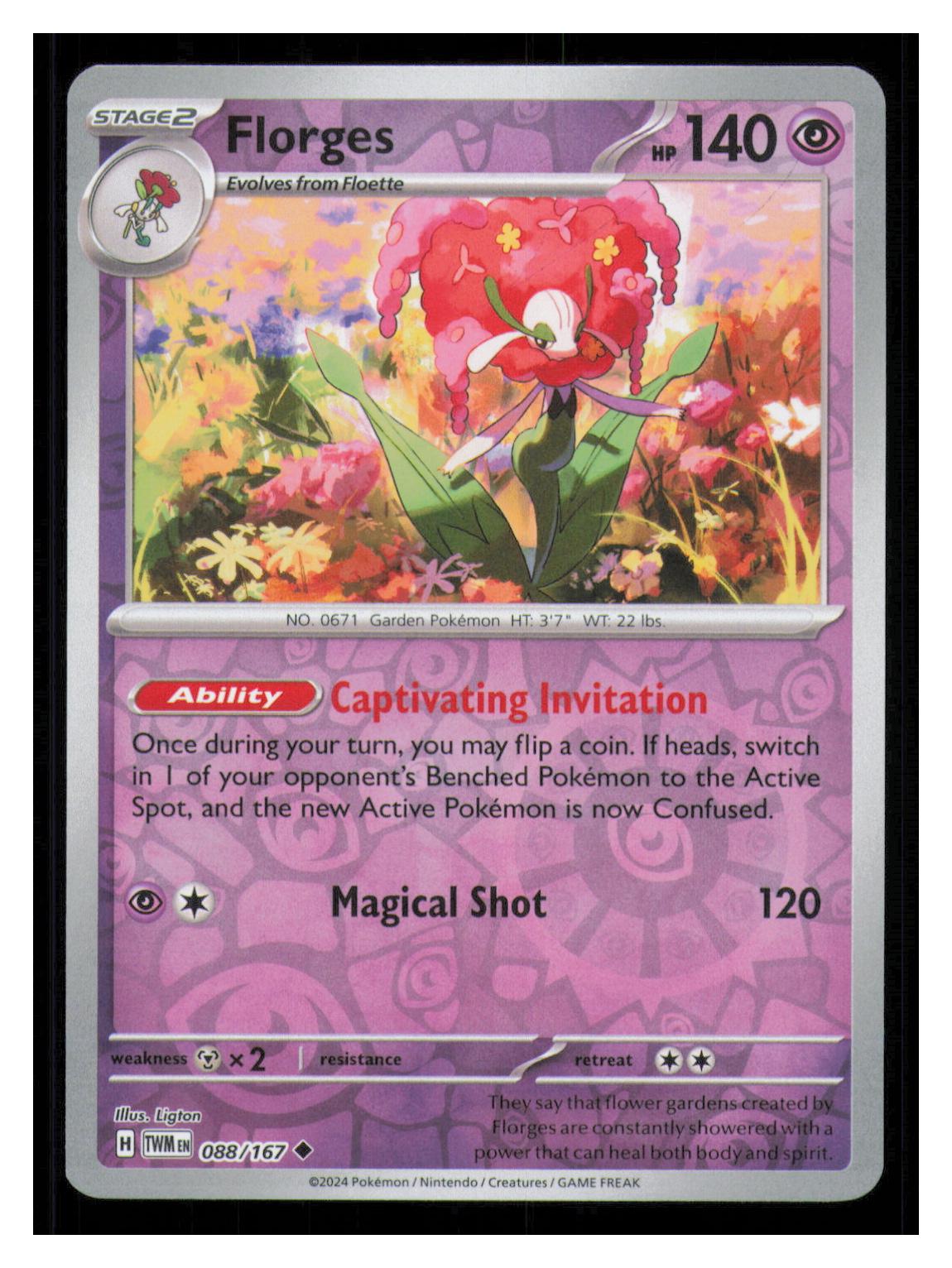 🎴 Florges 088/167 Reverse Holo Twilight Masquerade NM 🎨 Ligton