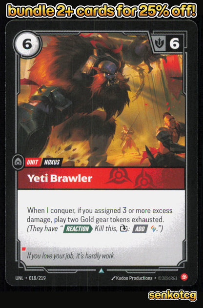 🎴 Yeti Brawler 018/219 Uncommon Unleashed NM